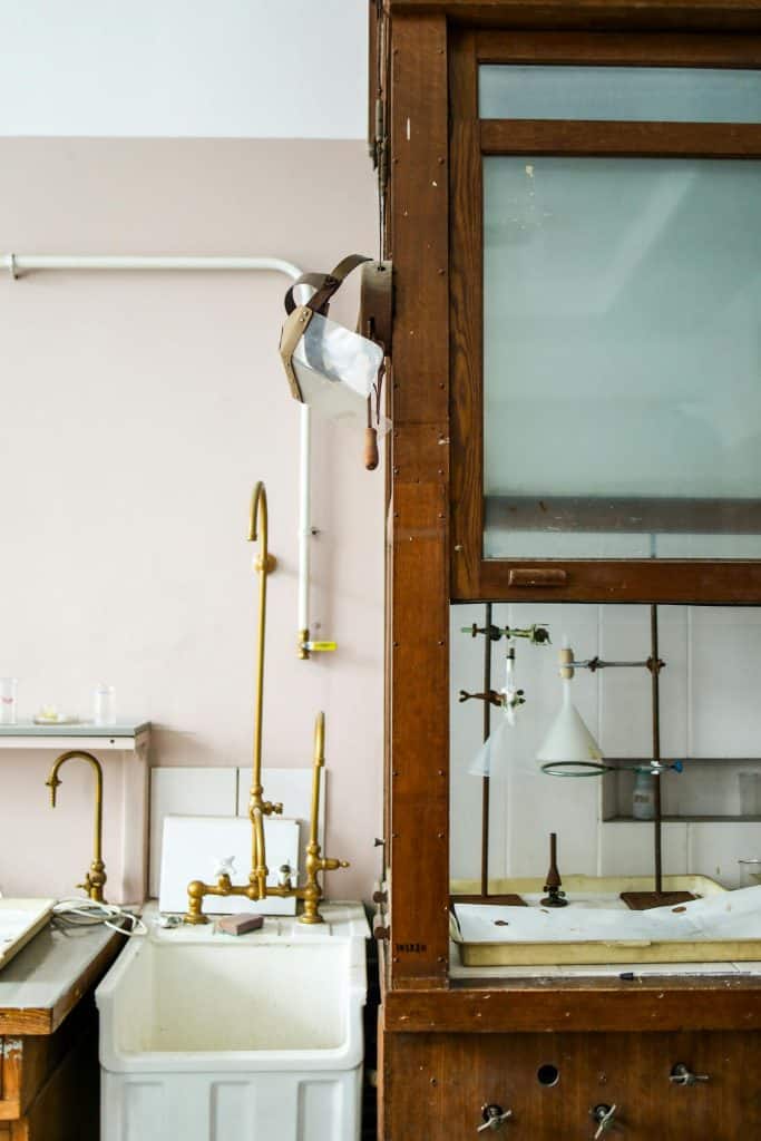 Faucet and water pipes in a bathroom